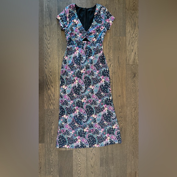 NWT House of Harlow 1960 x REVOLVE Marseille Maxi Dress in Black Paisley Multi - Picture 7 of 8